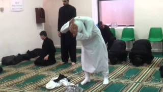 Sunni Deoband Wahabi Praying in a Shia mosque during Muharam Juloos great sign of unity [upl. by Ayt]