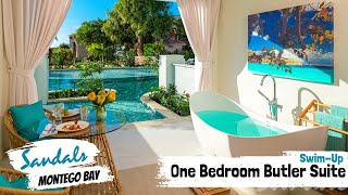 Crystal Lagoon SwimUp One Bedroom Butler Suite S1B  Sandals Montego Bay  Full Tour amp Review 4K [upl. by Hiroko744]