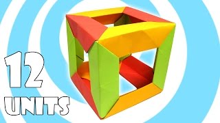 Modular Origami Cube Tutorial 12 units Tomoko Fuse [upl. by Airdnek]