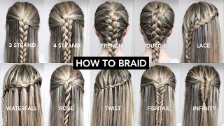 10 Basic Braids For Beginners  Easy DIY Tutorial [upl. by Dodson]