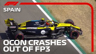 Ocons Bizarre Late Crash  2020 Spanish Grand Prix [upl. by Notgnirrac]