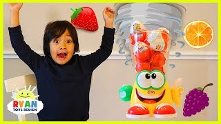 Ryan plays Crazy Blender Game with Kinder Surprise Eggs [upl. by Merla994]