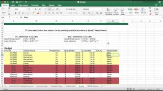 Excel  Inserting A Column with Keyboard Shortcuts  Mac amp PC [upl. by Karame]