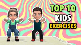 Top 10 Kids Exercises To Get Stronger Muscles [upl. by Darnok]