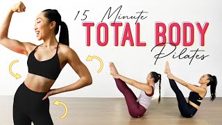 15 Minute Full Body Pilates  thighs arms obliques [upl. by Ahsikam]