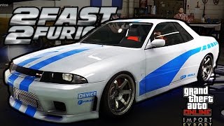 GTA 5 Online Elegy Retro Custom Paul Walker Skyline R32 [upl. by Aidekal]