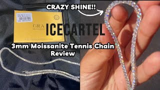 3MM MOISSANITE TENNIS CHAIN REVIEW FROM ICECARTEL [upl. by Chilson]