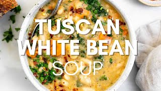 Tuscan White Bean Soup VEGAN amp ONE POT [upl. by Sax]