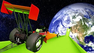 Using GIANT RAMPS to Jump The FASTEST CARS Over PLANETS in BeamNG Drive Mods [upl. by Eidnarb]