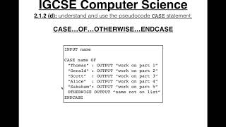 Pseudocode CASE Statement  IGCSE Computer Science Tutorial [upl. by Housum]