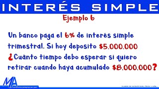 Interés simple  Ejemplo 6 [upl. by Ybrek]