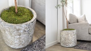 DIY Aged Stone Planter Pot  Hypertufa Style the Easy Way [upl. by Liauqram]