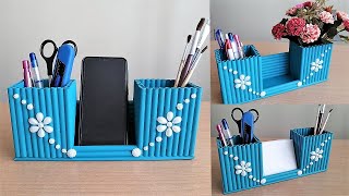 Kağıttan Çok Amaçlı Masaüstü Kalemlik Yapımı  Paper Decoratif Pen Holder  DIY [upl. by Mossolb]