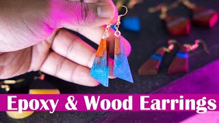 How to make wood amp epoxy resin earrings [upl. by Sirak97]