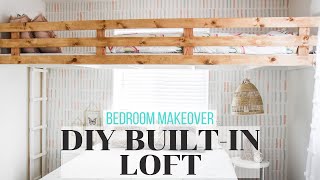 DIY BuiltIn Loft Bed  Bedroom Makeover [upl. by Tatia766]