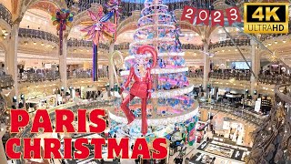 CHRISTMAS IN PARIS 2023  Galeries Lafayette Haussmann  Opening Night  4K Walking Tour [upl. by Oiramat]