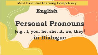 Grade 2  Quarter 4 Week 3  Personal Pronouns  MELCBased  English [upl. by Rennoc]