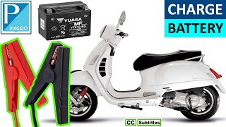 How to charge Battery on a Vespa GTS [upl. by Winters]