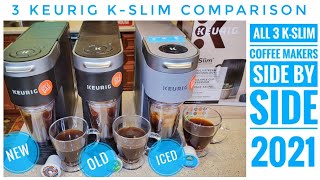 3 Keurig KSlim Single Serve Coffee Makers Comparison OLD New MultiStream New Iced [upl. by Laekcim]