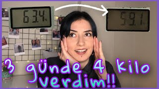 3 GÜNDE 4 KİLO VERDİM diyet listem nelere dikkat ettim 3 günde 4 kilo verdiren detoks sporsuz [upl. by Cindelyn89]