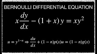 Bernoulli DIfferential Equation  xy 1xy  xy2 [upl. by Etterual]