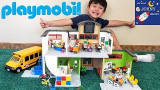 NEW Playmobil City Life Furnished School Building amp Playmobil School Bus Toy [upl. by Maegan]