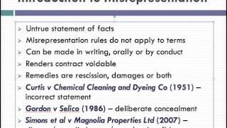 Misrepresentation Lecture 1 of 4 [upl. by Letnuahs]