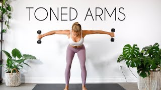 10 MIN TONED ARMS WORKOUT At Home Minimal Equipment [upl. by Nosyerg]