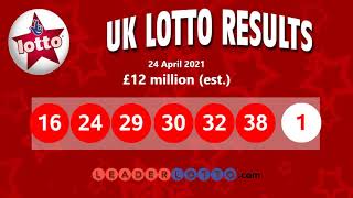 UK Lotto Results National Lottery Winning Numbers for Saturday 24 April 2021 [upl. by Anoel]