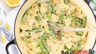 Pasta met asperges en zalm in een romige dillesaus [upl. by Llemor403]