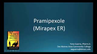 CC How to Pronounce pramipexole Mirapex ER Backbuilding Pharmacology [upl. by Jane]