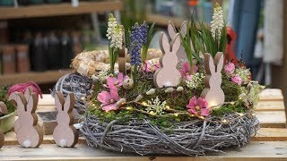 DIY Osterkranz mit Lichterkette und Seidenblüten  Mooskranz  Gartencenter Mencke [upl. by Judie]