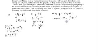 Chapter 19 example 7 The Millikan OilDrop Experiment [upl. by Rothenberg]