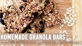 Homemade Granola Bars with Honey  No Bake Recipe [upl. by Burchett]