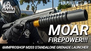 MOAR FIREPOWER  6mmProShop Airsoft M203 Standalone Grenade Launcher [upl. by Sewoll566]