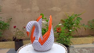 How to make 3D ORIGAMI SWAN  DIY Easy Tutorial  Craft 4 U [upl. by Bernadette]