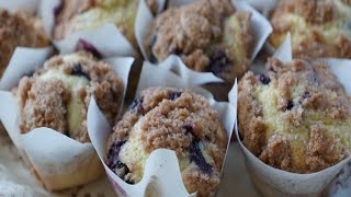 SOUR CREAM BLUEBERRY STREUSEL MUFFINS [upl. by Aneen834]