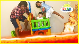 THE FLOOR IS LAVA CHALLENGE Ryan ToysReview Family Fun Kids Pretend Playtime [upl. by Ita685]