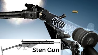 3D Animation How a Sten Submachine Gun Works [upl. by Layton]