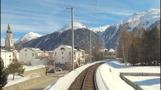 ★ 4K 🇨🇭Chur  Albulabahn  St Moritz cab ride Switzerland 022020 [upl. by Nosnar]