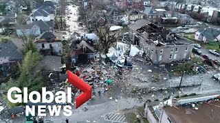 Nashville tornado Drone footage shows incredible path of destruction and damage [upl. by Gayn]