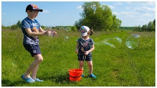 MEGA soap bubbles Kids blow big soap bubbles [upl. by Braun346]