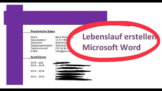 Lebenslauf auf Microsoft Office Word erstellen deutsch [upl. by Peltier]