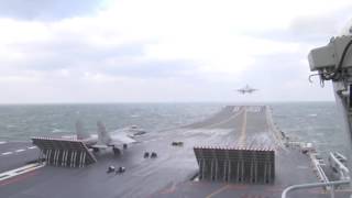 Chinese aircraft carrier Liaoning carries out drill with J15 jets on board [upl. by Betthezel]