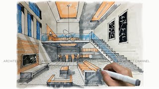 HOW TO DRAW INTERIOR PERSPECTIVE [upl. by Mikiso459]