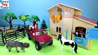 Toy Barn Playset with Fun Farm Animals Toys For Kids [upl. by Erdnassak]