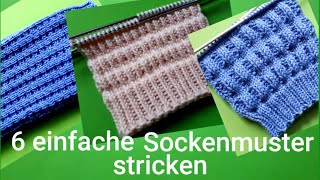 6 einfache Sockenmuster stricken [upl. by Rellim177]