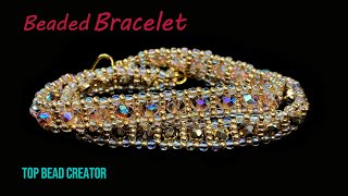 Simple beaded tennis bracelet How to make beaded bracelet [upl. by Akiam]