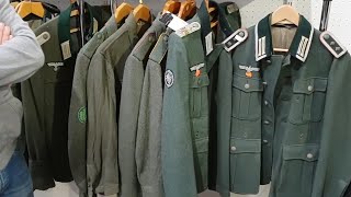 Nazi WW2 uniform and headgear on Kassel military antiques show18 [upl. by Nesila]