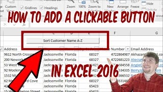 How To Add A CLICKABLE Button In Excel 2016 [upl. by Inahs470]